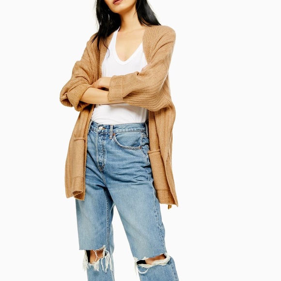 Topshop Sweaters - NWT Topshop Open Front Oversized Cardigan Camel